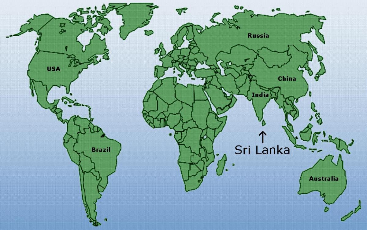 Dünya haritası üzerinde Sri Lanka konumu 
