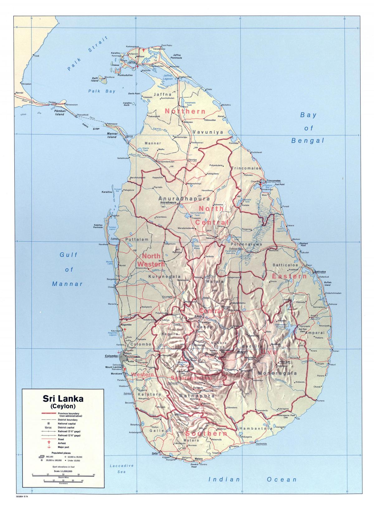 şehirler ile Sri Lanka haritası 