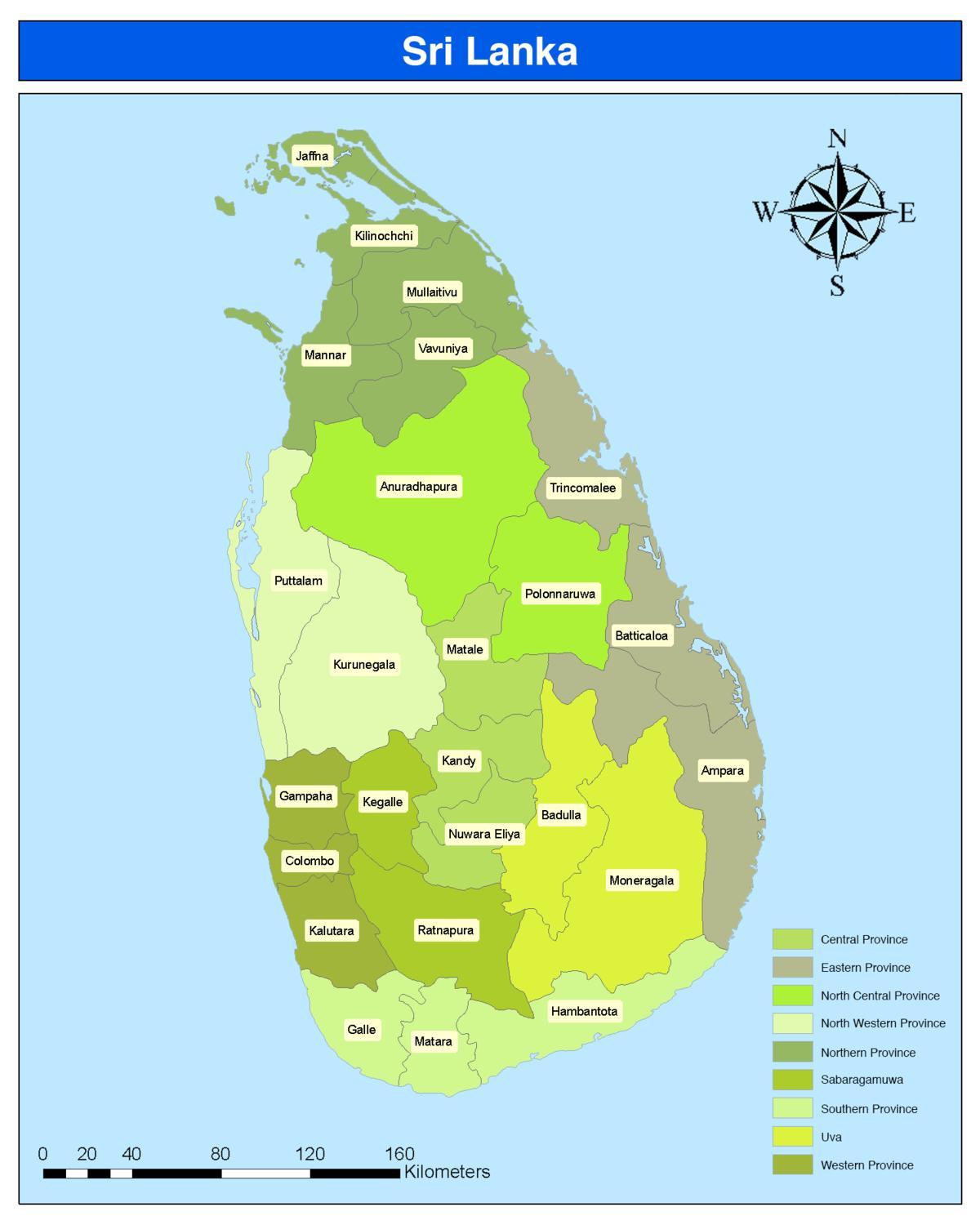 tamil Sri Lanka haritası bölge haritası 