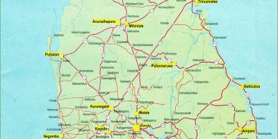 Sri Lanka yol mesafe haritası 