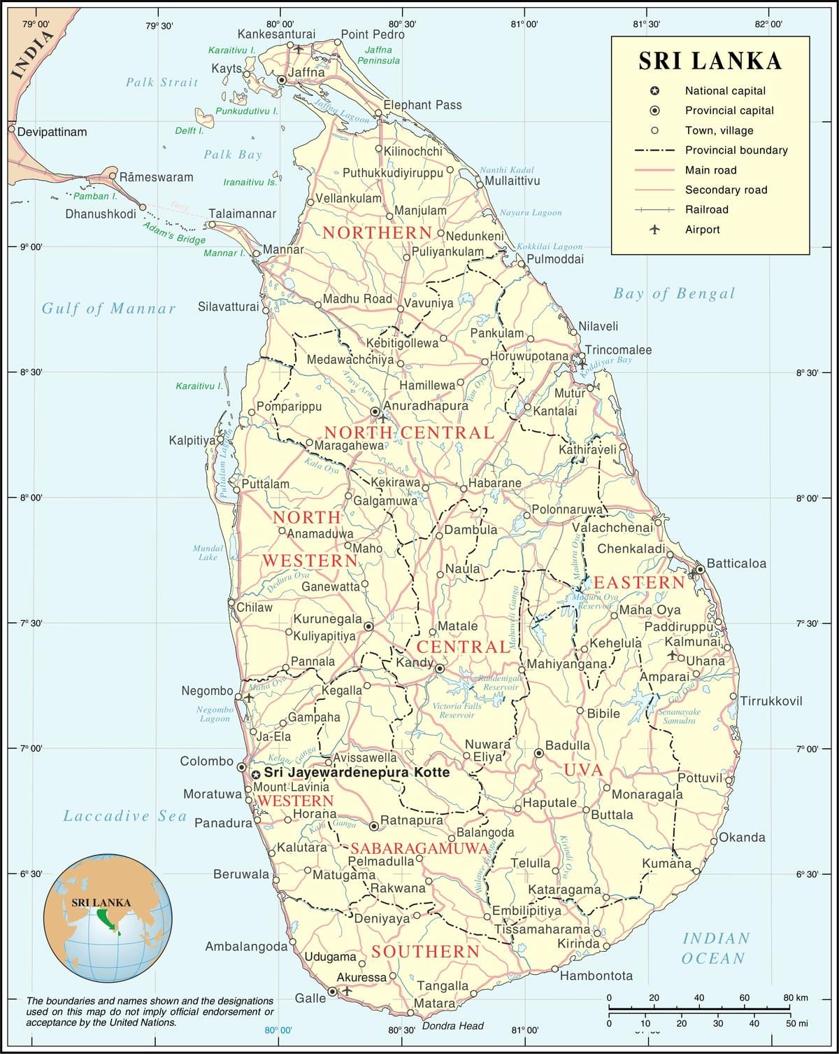 Sri Lanka şehir haritası