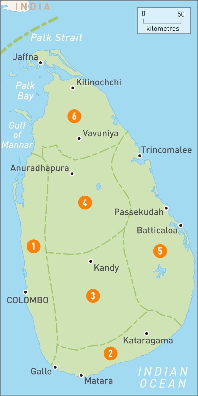 Sri Lanka haritası bölgeler