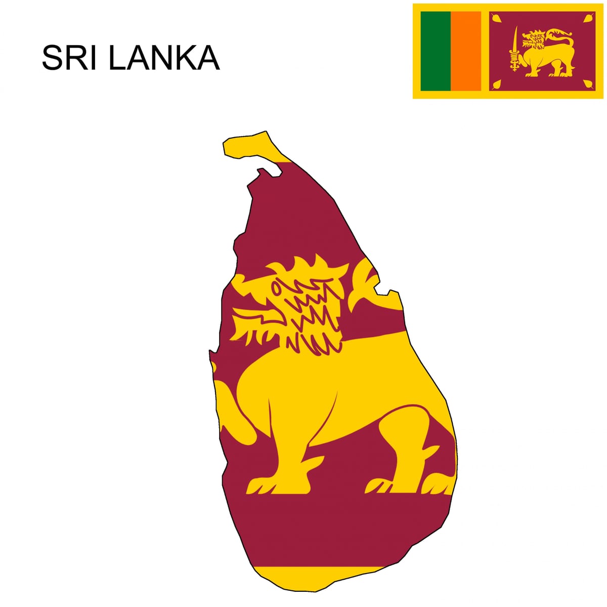 Sri Lanka bayrağı haritası