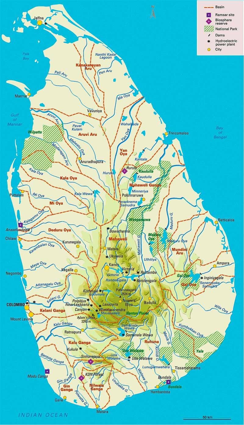 Sri Lanka coğrafya haritası 