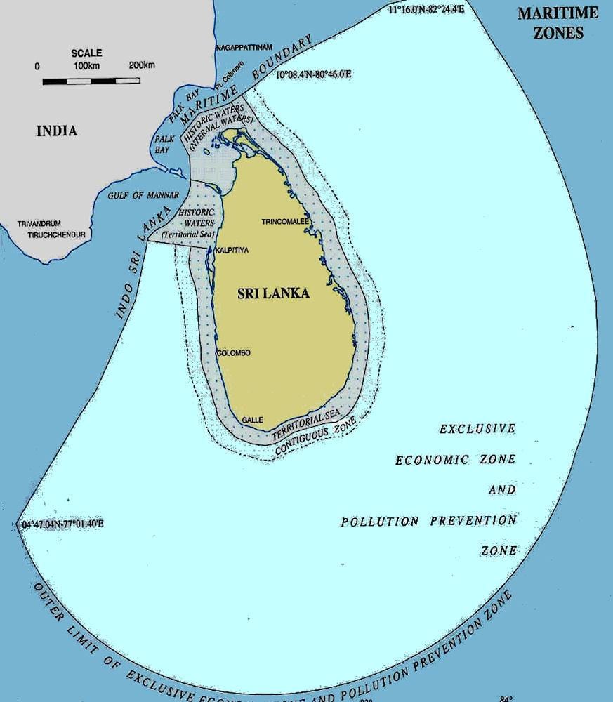 Sri Lanka deniz haritası