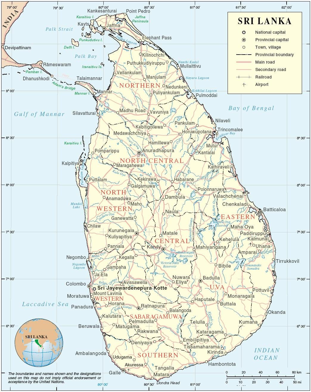 Sri Lanka haritası hd