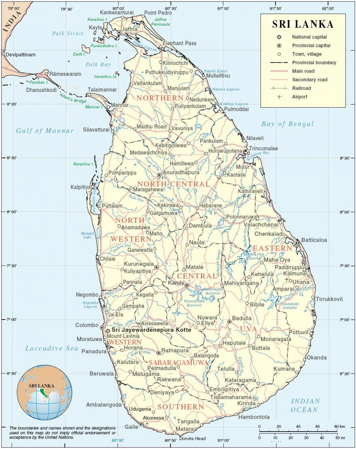 Sri Lanka haritası hd