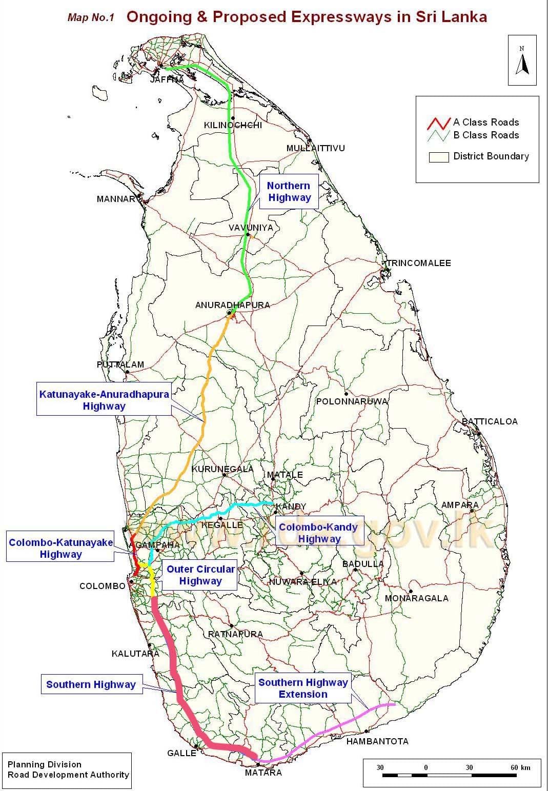 Sri Lanka'da yeni karayolu haritası