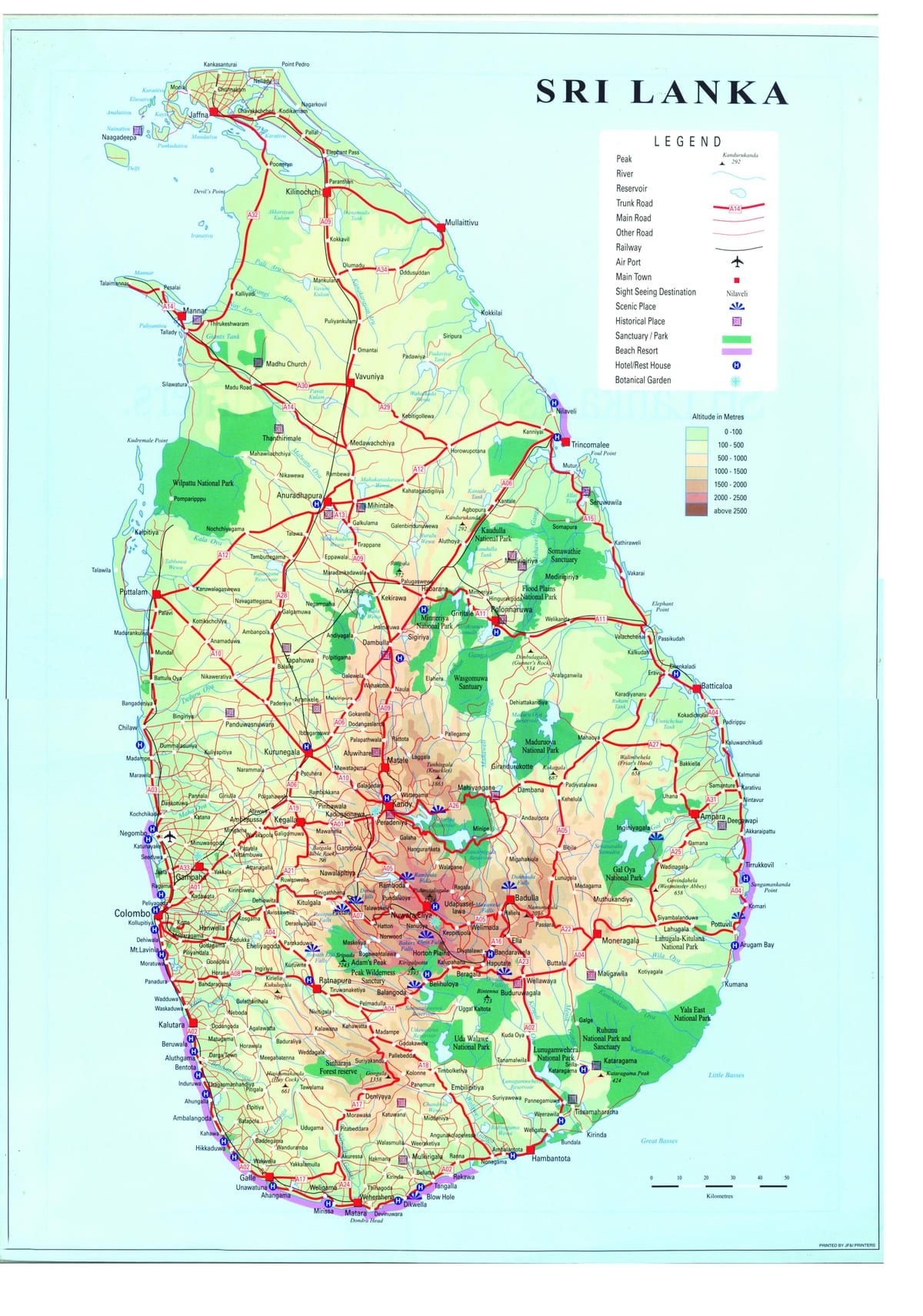 Sri Lanka ulaşım haritası