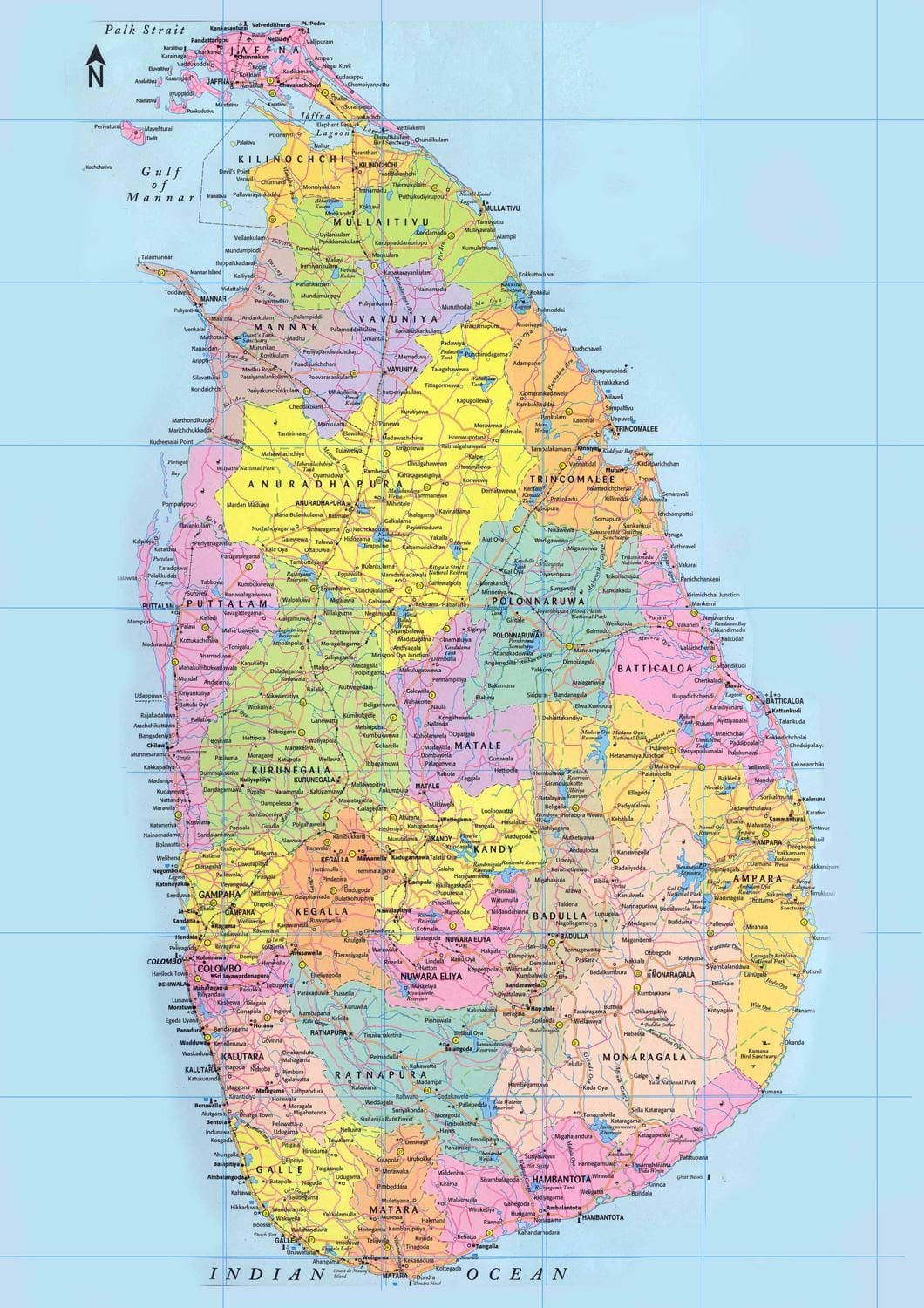 Sri Lanka yol haritası mesafe km