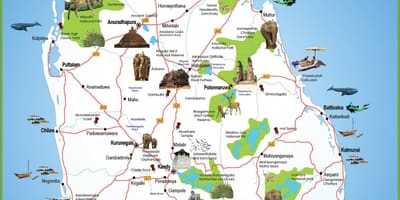 Sri Lanka haritası turistik yerler 