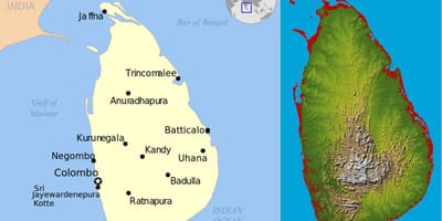 Sri Lanka haritası topografik