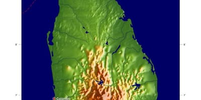 Sri Lanka yükseklik haritası 