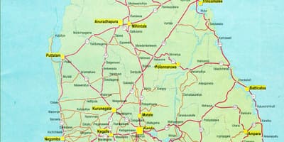 Sri Lanka yol mesafe haritası 